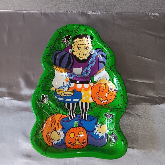 VTG Frankenstein HALLOWEEN CANDY DISH Party Tray Cheryl Ann Johnson 90s Spiders - Picture 2 of 3
